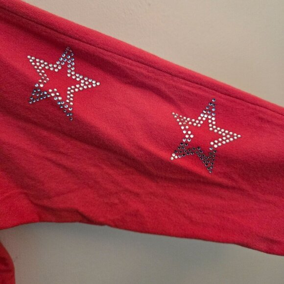 LIV Milano Dolman Sleeve Rhinestone Star Sweater Tomato Size L - Picture 3 of 5